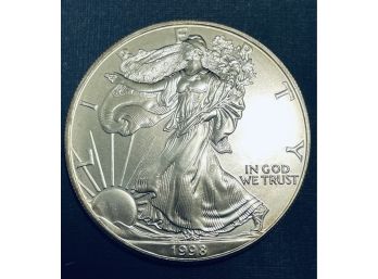 1998 UNITED STATES SILVER AMERICAN EAGLE SILVER COIN  - ONE OZ. .999 FINE SILVER ROUND