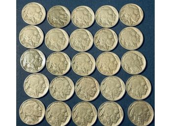 LOT OF (25)BUFFALO NICKEL COINS - ALL FULL DATES!