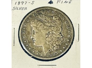 1897-S MORGAN SILVER DOLLAR COIN - SEMI-KEY DATE - FINE