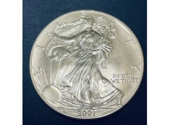 2001 UNITED STATES SILVER AMERICAN EAGLE SILVER COIN  - ONE OZ. .999 FINE SILVER ROUND