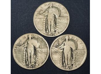 LOT OF (3) STANDING LIBERTY SILVER QUARTER COINS -1926, 1926-s, 1926-D