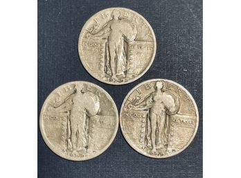 LOT OF (3) STANDING LIBERTY SILVER QUARTER COINS -1929, 1929-S, 1929-D