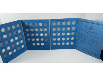 LOT (60) ROOSEVELT DIME COINS- IN WHITMAN FOLDER - INCLUDES:  (35) 90 SILVER DIMES & (25) CLAD DIMES