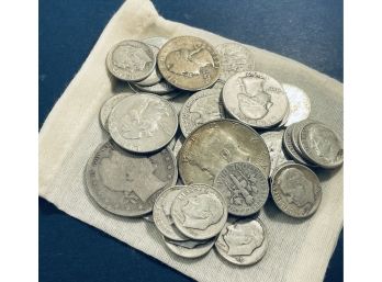 $5 FACE VALUE .900 SILVER COIN LOT- MIX OF KENNEDY & BARBER HALF DOLLAR, WASHINGTON QUARTERS & ROOSEVELT DIMES