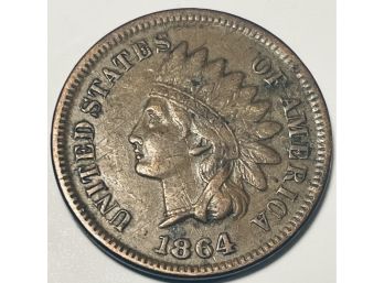 1864 INDIAN HEAD CENT PENNY COIN - 'FULL LIBERTY'