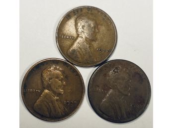LOT (3) 1927, 1927-D & 1927-S LINCOLN WHEAT CENT PENNY COINS
