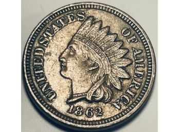 1862 INDIAN HEAD CENT PENNY COIN - XF - BEAUTIFUL COIN
