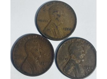 LOT (3) 1928, 1928-D & 1928-S LINCOLN WHEAT CENT PENNY COINS
