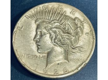 1926-D SILVER PEACE DOLLAR COIN -RIM DAMAGE - SEE PICTURES