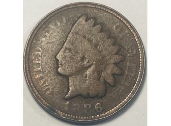 1886 INDIAN HEAD CENT PENNY COIN - SEMI-KEY DATE