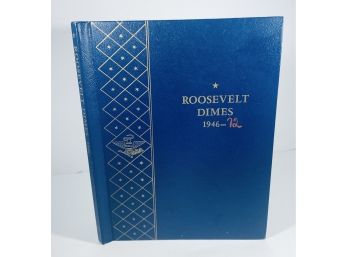 LOT (60 ) ROOSEVELT DIME COINS -1946-1972- IN WHITMAN COIN FOLDER - (48) SILVER DIMES & (12) NON-SILVER COINS