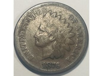 1876 INDIAN HEAD CENT PENNY COIN - KEY DATE