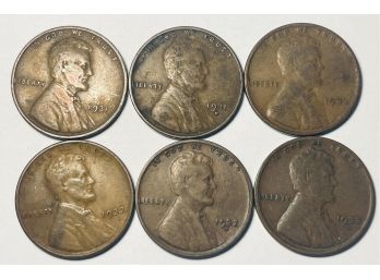 LOT (6) 1931, 1931-D, 1932, 1932-D, 1933 & 1933-D LINCOLN WHEAT CENT PENNY COINS