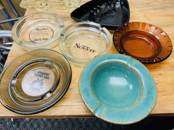 Vinatage Box Of Ash Trays - Glass And Ceramic Mostly