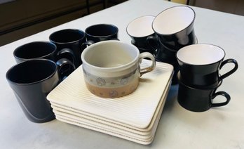 Vintage Erphila, Mikasa And DANSK Black & White Plates & Cups