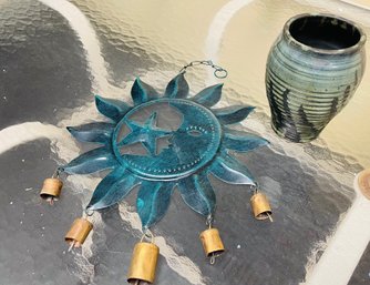 Beautiful Pottery Vase With Sun Hanging