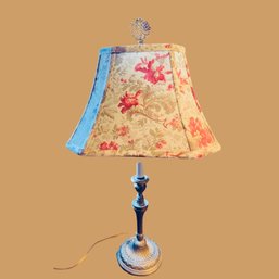 Vintage Candlestick Table Lamp With Pretty Floral  Shade