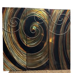 32 Inch Modern Abstract Triptych On Metal