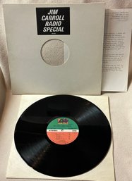 Jim Carroll Radio Special Vinyl LP Promo W/ Letter