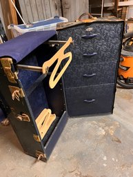Vintage Steamer Trunk! 4 Drawer And Wardrobe With  Hangers! Great Piece!!