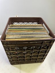 Brown Crate Of Vinyl Records, Many Country