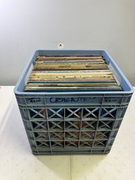Blue Crate Of Vinyl Records, Many Country