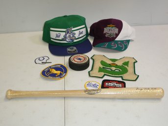 Assorted Patches Hats And Other Sports Related