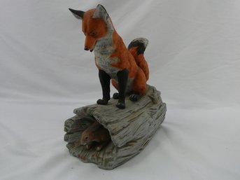 Porcelain Fox & Rabbit On Stump - MIC