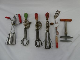 (Lot Of 6) Vintage Kitchen Tools - Hand Mixers And Others