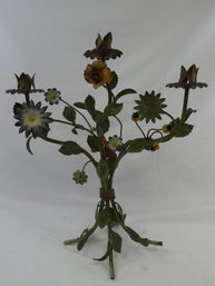 Painted Floral Metal Candleholder