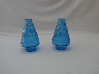 (Lot Of 2) Wheaton 6' Blue Leaf Bottle Vases