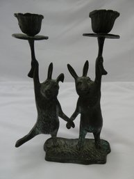 Nice Rabbit Candleholder / Appears To Be Brass(?)