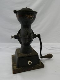 Antique Coffee Grinder On Wooden Base / Enterprise Manufacturing / Philadelphia PA