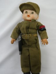 Vintage Military Doll On Newer Stand