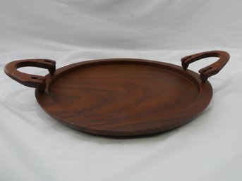 Nice Wooden Serving Tray With Hinged Wooden Handles