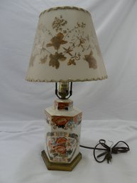 Porcelain Table Lamp With Translucent Floral Shade