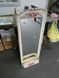 Handpainted Metal Hanging Mirror With Planter(?)