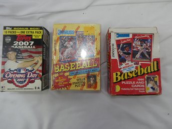 (Lot Of 3) Baseball Card Box Sets - One Sealed! Don Russ Series One And Opening Day 2007