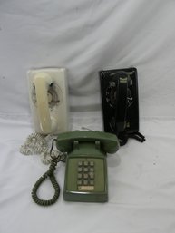 (Lot Of 3) Vintage Phones - Two Wall Phones And One Desk Phone