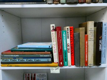 Shelf Lot Of Books About Felines / Lots Of Cats!