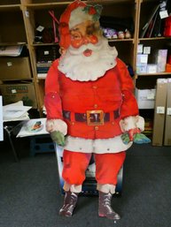 Vintage Santa Claus - Jointed Die Cut Cardboard W/ Movable Arms Legs! Approx.. 57' Tall