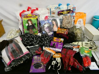 2 Bag Lot Of Halloween Costumes And Accessories! Most New In Package!!