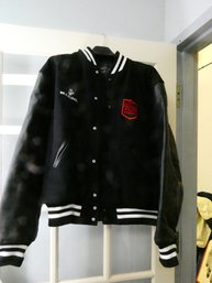 Leather And Wool Varsity Jacket - Marines Athlete Of The Month! Size XL