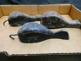 (Lot Of 3) Vintage/Antique Whale Chart Weights - Lead/heavy! 2 Styles - 6-7'long  - 3.6 Lbs Each!