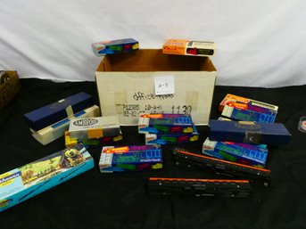 Box Lot Of HO Scale Train Cars And Parts! Some Never Assembled