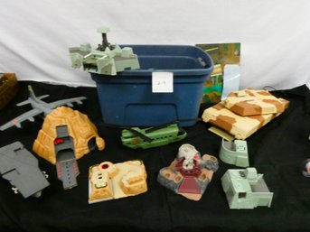 Nice Lot Of Vintage Military Toys! Tank, Planes, Helicopter And More