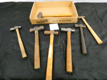 Lot Of 7 Vintage Ball Peen Hammers! Stanley, And Allen. 12.5' Up To 14.5' Wooden Handles.