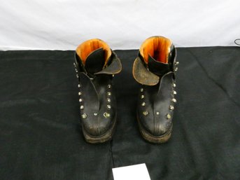 Vintage Italian Vibram Depose Cristallo Leather Boots. Maybe Size 6