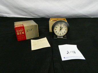 Vintage Westclox Baby Ben Style 5 Black  Alarm Clock In Original Box!!