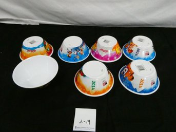 Lot Of 7 Kellogg's Cereal Bowls - 2014 W/ Olympic Endorsement! 3' Deep X 7' Across